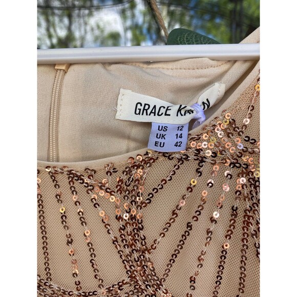 NWT Grace Karin Knee-Length Rose Gold Sequins Dress Size 12 Formal Wedding/Prom - Picture 8 of 12